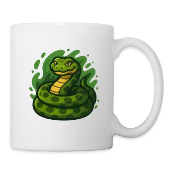 Green Cartoon Anaconda Snake in Wave Swell - Mug - white - Right