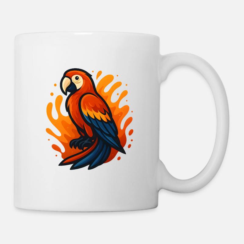 Fire Flaming Macaw Parrot Illustration - Mug - white