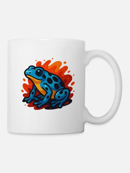 Grenouille dart empoisonnée bleue en fond enflammé - Mug blanc - blanc
