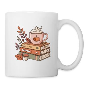 Autumn coffee on stack of books - Mug - white - Right