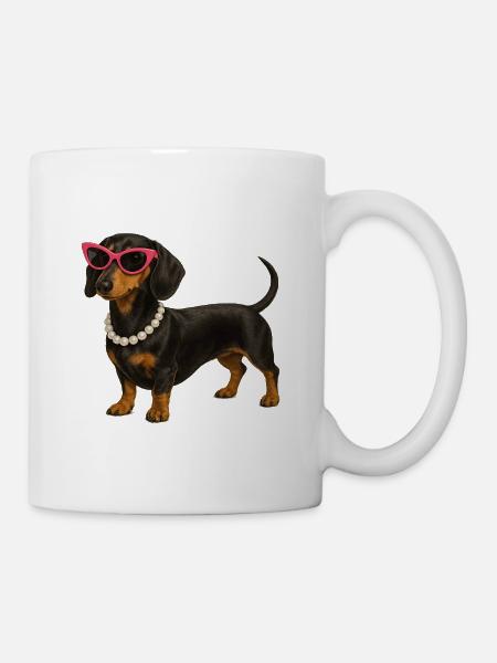 Dachshund Diva Pink Sunglasses - Mug - white