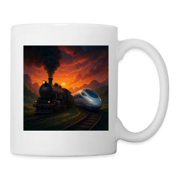 Steam Train vs Future Train - Mug - white - Right