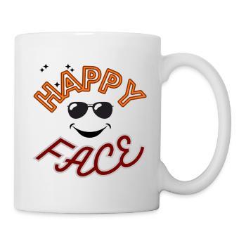 Happy face with glasses. - Mug - white - Right