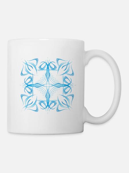 Zartes dynamisches blaues Linienmuster - Tasse - Weiß
