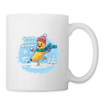 Süße Banane springt im Schnee - Schnee, den du kennst - Tasse - Weiß - Rechts