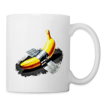 Lustige Moderne Kunst Banane Design T-Shirt - Tasse - Weiß - Rechts