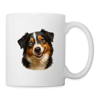 Hundeporträt Zweifarbiger Blick - Tasse - Weiß - Rechts