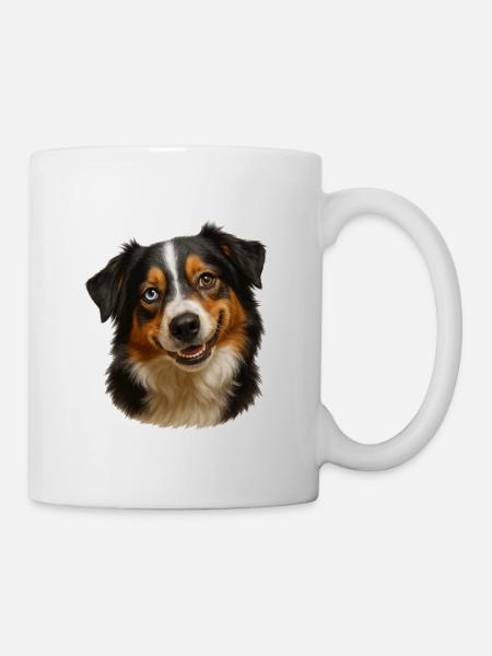 Hundeporträt Zweifarbiger Blick - Tasse - Weiß