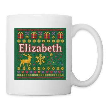 Festlicher Name Elizabeth Hässlicher Weihnachtsstil, Weihnachten - Tasse - Weiß - Rechts