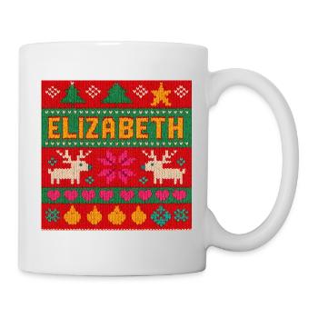 Festlicher Name Elizabeth Hässlicher Weihnachtsstil, Weihnachten - Tasse - Weiß - Rechts