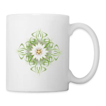 Edelweiß Blütenornament mit feinen Linien - Tasse - Weiß - Rechts