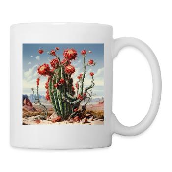 Desert cactus with red flowers - Mug - white - Right