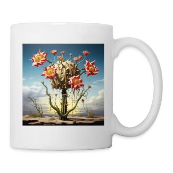 S surrealer Kaktus mit riesigen Blüten - Tasse - Weiß - Rechts