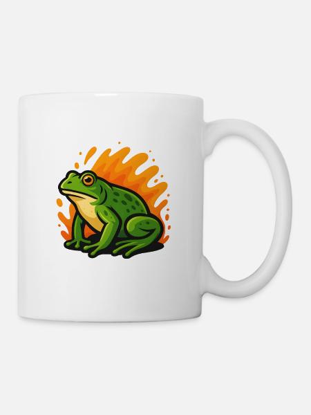 Flammender grüner Goliath-Frosch - Tasse - Weiß