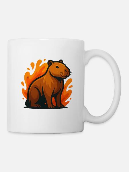 Kapybara in flames illustration - Mug - white