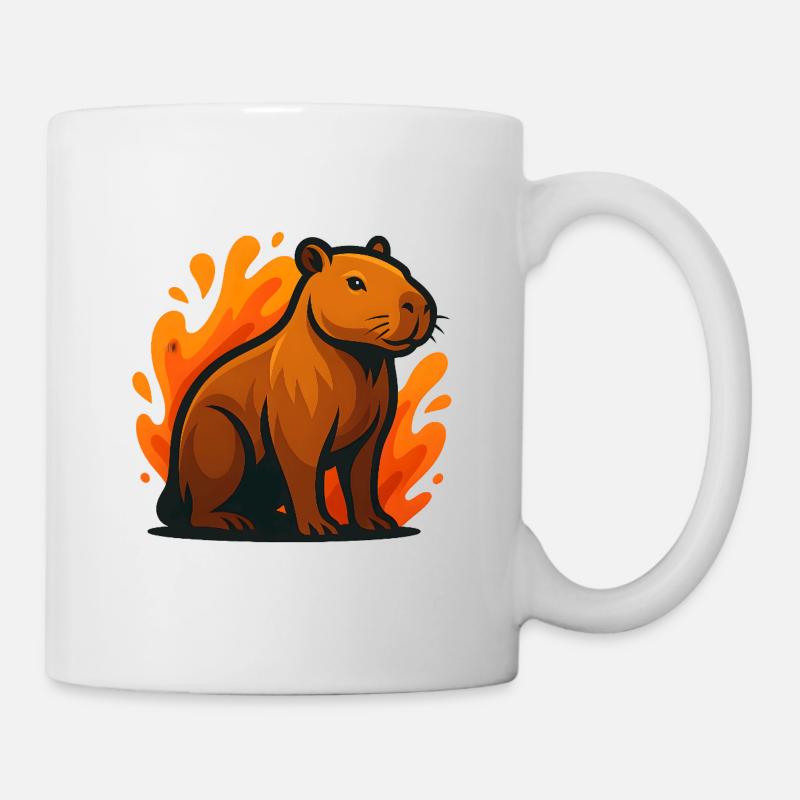 Kapybara in flames illustration - Mug - white