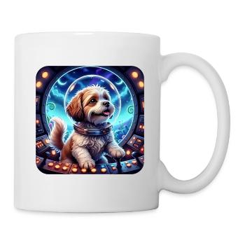 Kosmischer Welpe in der Raumkapsel - Tasse - Weiß - Rechts