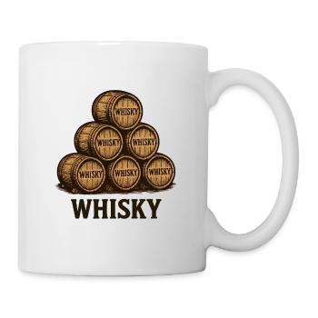 Gestapelte Whiskeyfässer – Vintage-Stil - Tasse - Weiß - Rechts