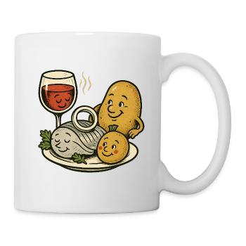 Selödka (Häring eingelegt) Wein und Pellkartoffel - Tasse - Weiß - Rechts