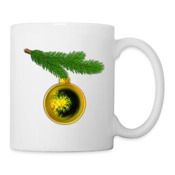 Boule de Noël avec des anémones crustacées sur une branche de sapin - Mug blanc - blanc - Droite