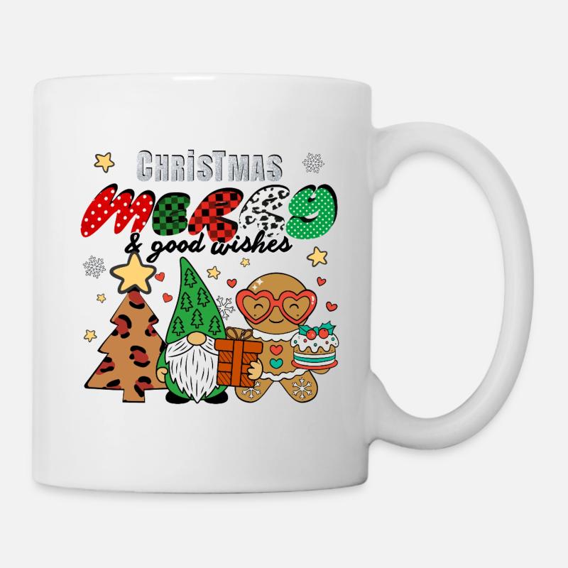 Christmas Gnome & Gingerbread Man - Mug - white