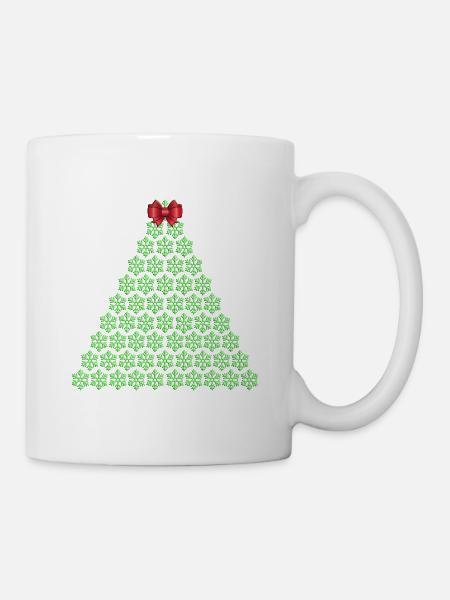 Snowflake Christmas tree with bow - Mug - white