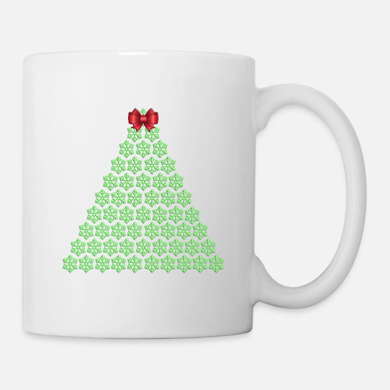 Schneeflocken-Weihnachtsbaum mit Schleife - Tasse - Weiß