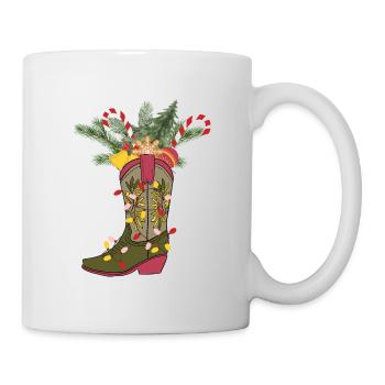 Weihnachtlicher Cowboystiefel - Tasse - Weiß - Rechts