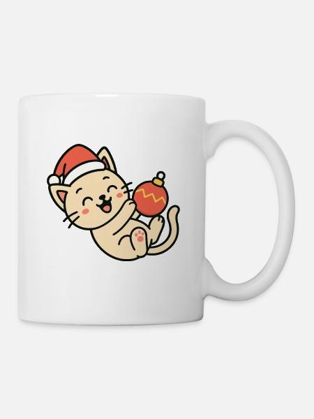 Kitten Christmas Fun Christmas Ball - Mug - white