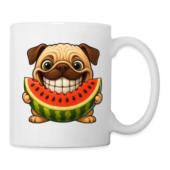 Happy Pug with Melon Summer Dogs Fun - Mug - white - Right