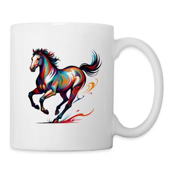 Abstraktes buntes Pferd - Tasse - Weiß - Rechts