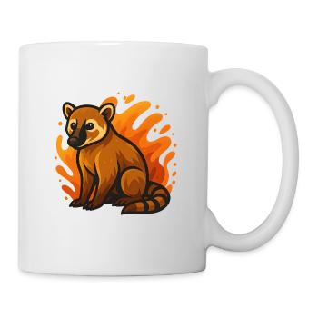 Flammender Nasenbär - Tasse - Weiß - Rechts