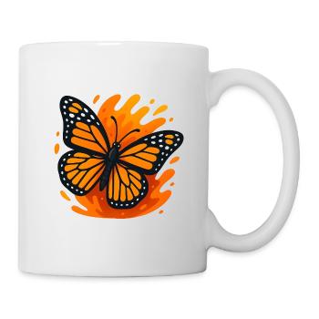 Papillon tropical en rouge feu et noir - Mug blanc - blanc - Droite