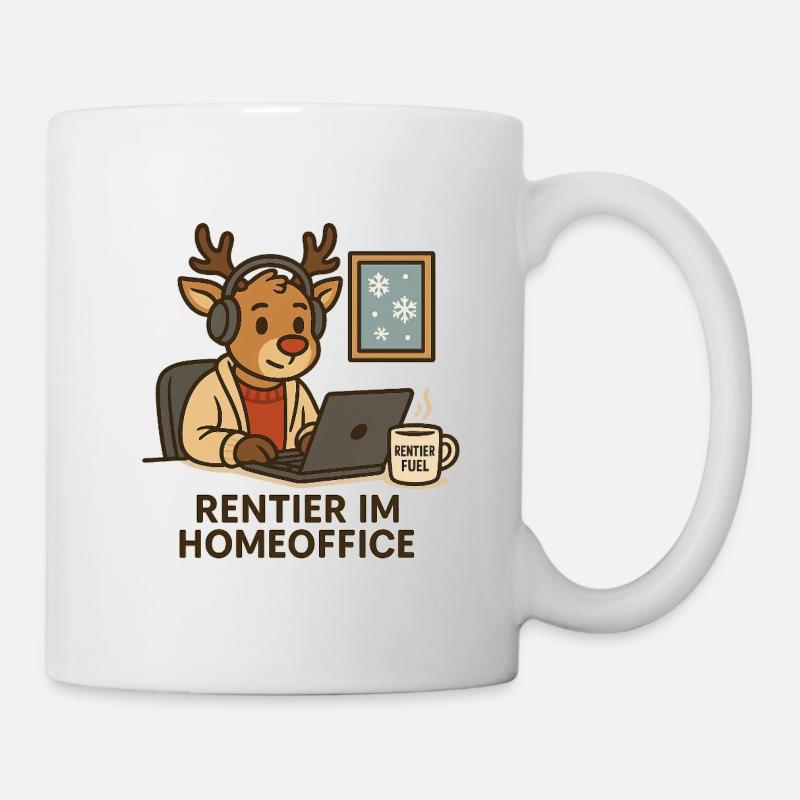 Rentier im Homeoffice - Tasse - Weiß