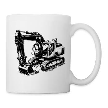 Pelle d’excavatrice héros et homme musclé avec cabine - Mug blanc - blanc - Droite