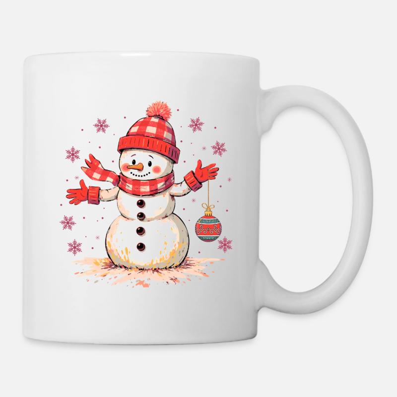 Bonhomme de neige de Noël avec chapeau et écharpe - Mug blanc - blanc