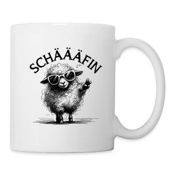 SCHÄFIN – Lustiges Schaf Chefin Wortspiel Geschenk - Tasse - Weiß - Rechts