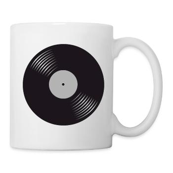 Stilisierte schwarze Vinyl-Schallplatte - Tasse - Weiß - Rechts