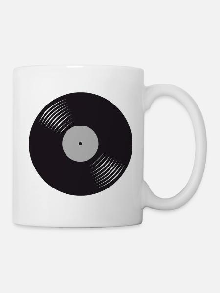 Disque vinyle noir stylisé - Mug blanc - blanc