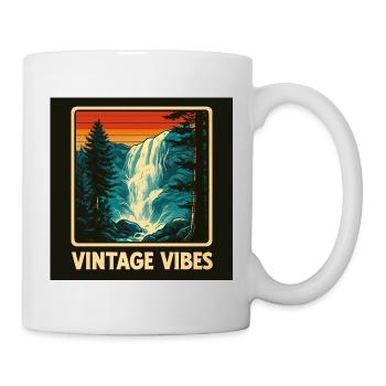 Vintage Wasserfall Retro Design – Natur & Outdoor  - Tasse - Weiß - Rechts