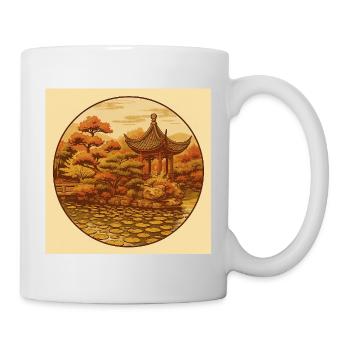Autumnal Zen pagoda in a circle - Mug - white - Right