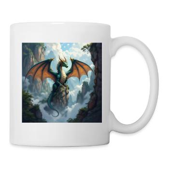 La Couronne du Dragon au-dessus des Falaises Brumeuses - Mug blanc - blanc - Droite