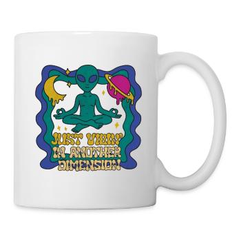 Meditating alien in retro space look - Mug - white - Right