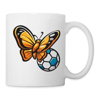 Schmetterling trifft Fußball - Tasse - Weiß - Rechts