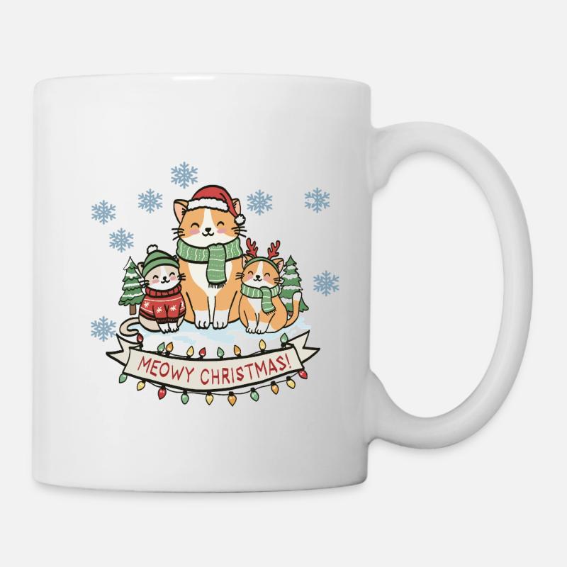 Le Trio de Chats de Noël Miaousse - Mug blanc - blanc