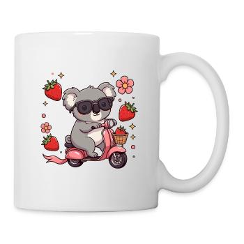 Cooler Koala-Rollerfahrer Kawaii Sommerkunst - Tasse - Weiß - Rechts