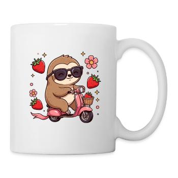 Cool Sloth Scooter Rider Kawaii Summer Art - Mug - white - Right