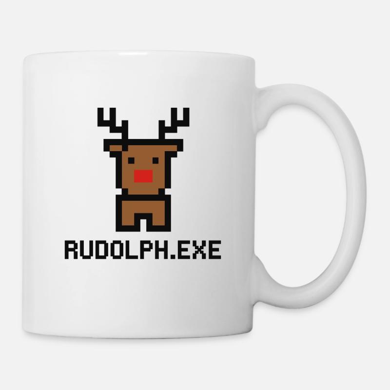 Rudolph.exe Pixel Rentier - Tasse - Weiß
