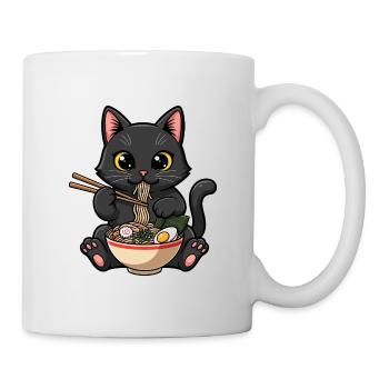 Schwarze Katze gierige Ramen - Tasse - Weiß - Rechts