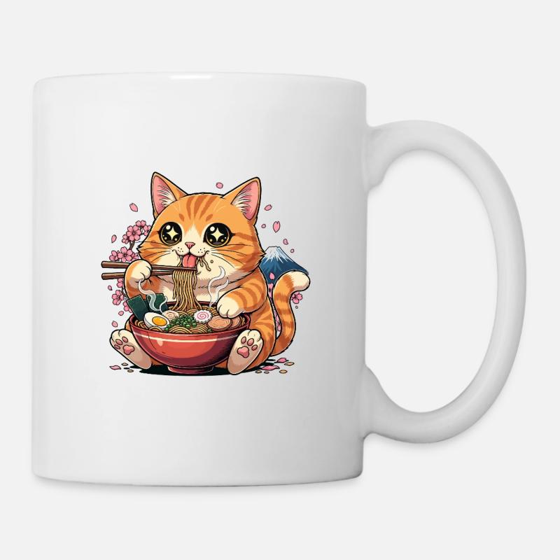 Chat ramen kawaii Mont Fuji - Mug blanc - blanc